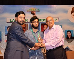 Amjad Islam Amjad presented Gold Medal & Award to Shayan Waheed 2nd Overall Lahore (2016)